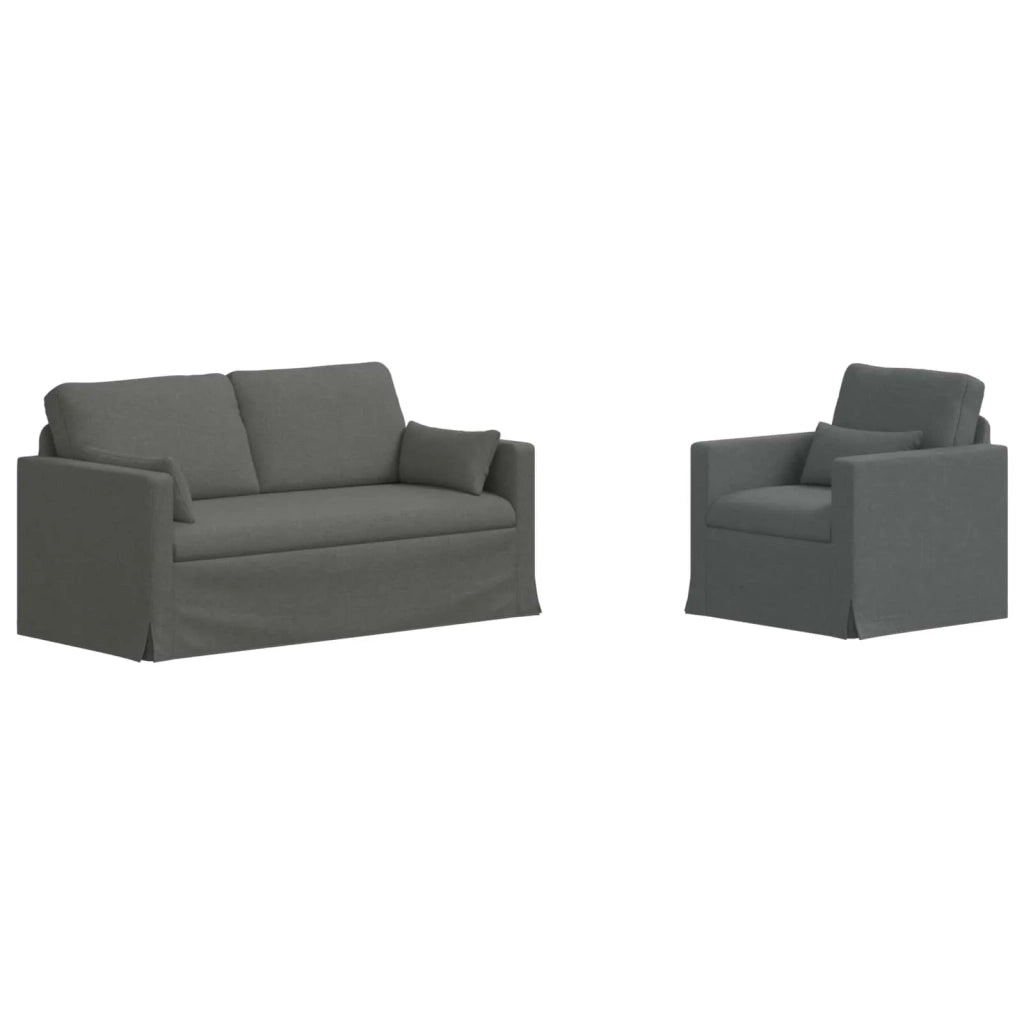 Set di divani 2 pcs Grigio scuro 158 x 78 x 80 cm Tessuto 3407538
