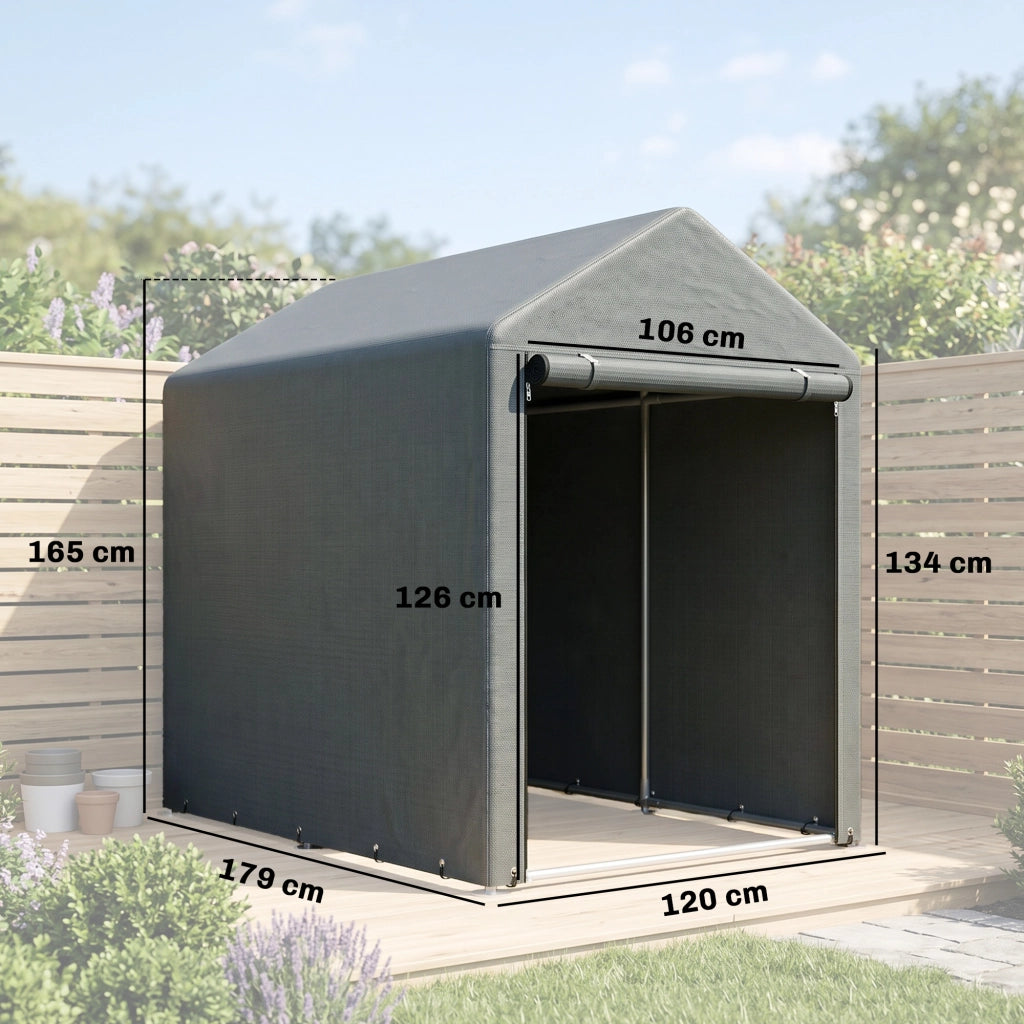 Capanno da Giardino ¨C Minimal ¨C 120x180x160 cm, Grigio Scuro
