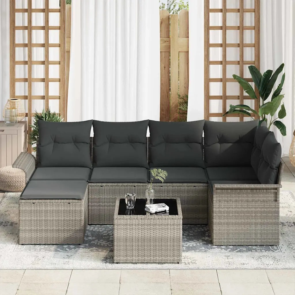 Set Divano da Giardino 7 pcs Grigio chiaro polyrattan 3354111