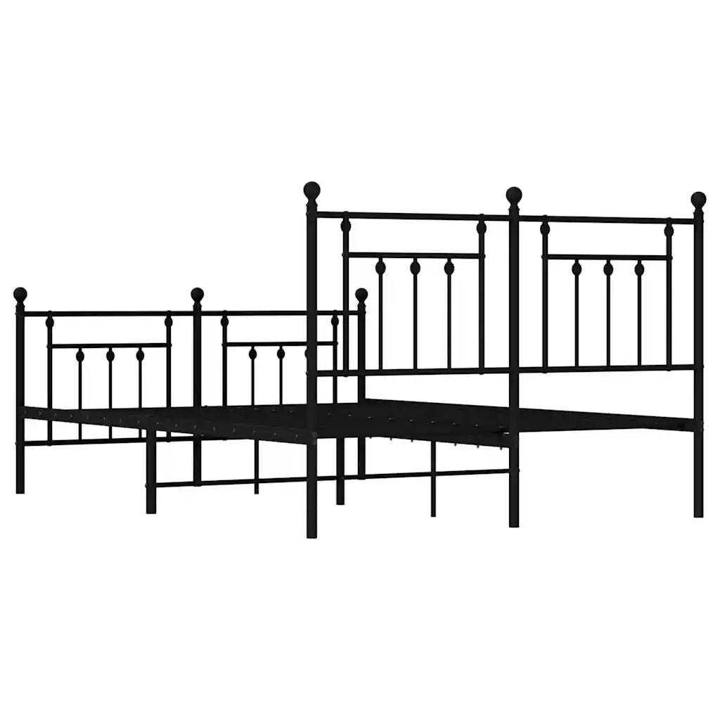 Giroletto con Testiera e Pediera-Struttura Letto Metallo Nero 150x200 cm 203473