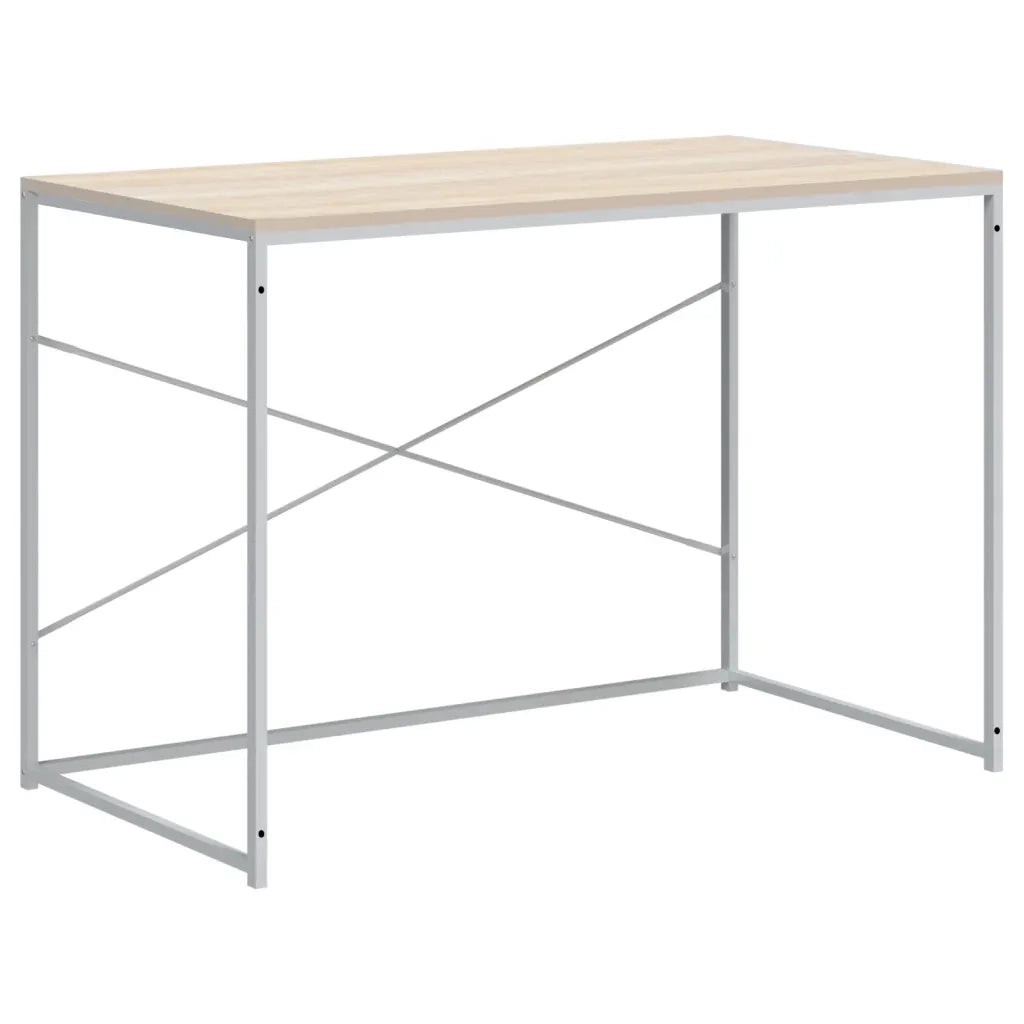 Scrivania Computer Bianca e Rovere 110x60x70 Legno Multistrato 30210
