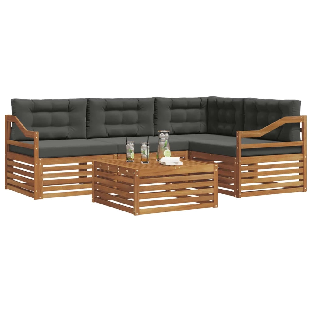 Set di divani da esterno con cuscino 5 pcs Naturale e Antracite 3373437