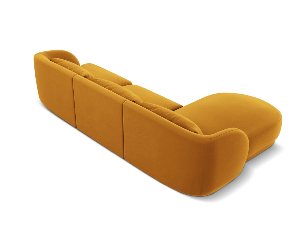 Cosmopolitan Design - Divano angolare sinistro "Tulum" 4 posti in velluto giallo 
