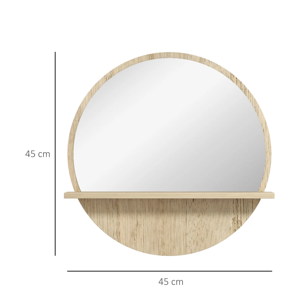 Specchio Bagno Rotondo con Ripiano ¨C Xylo ¨C Truciolato Bianco, ?45x10 cm