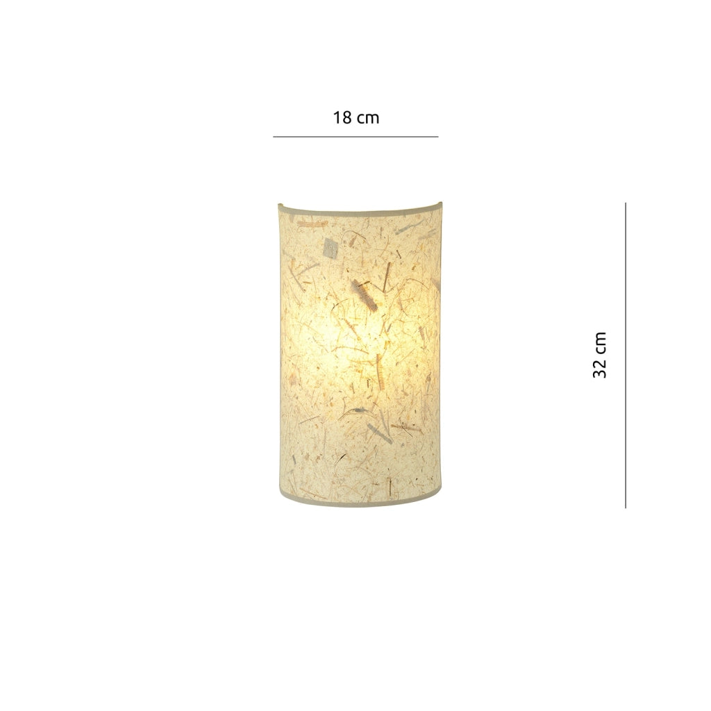 Applique Minimal 1 Luce Drago In Acciaio Bianco E Beige Effetto Sughero