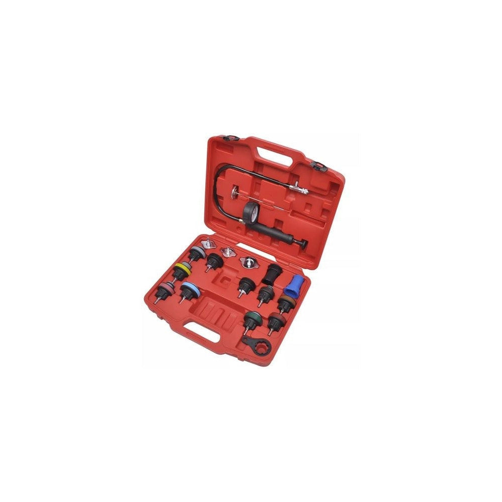 Trade Shop - Kit Tester Di Pressione Prova Radiatore Test Professionale Universale 18 Pezzi -