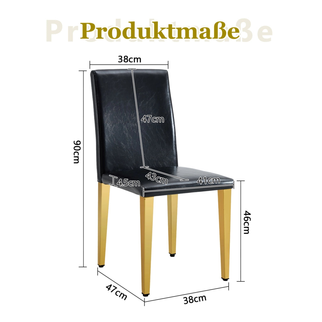 SEDIA Set da 2 pezzi 90 cm Nero/Oro in PU e metallo