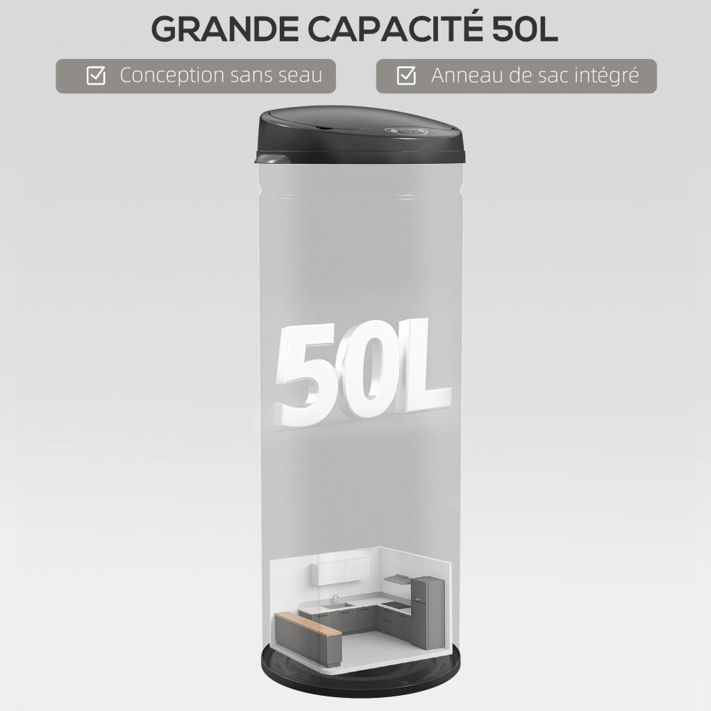 Pattumiera Automatica 50L ¨C Xylo ¨C Acciaio Inox Nero 30,5x30,5x85cm