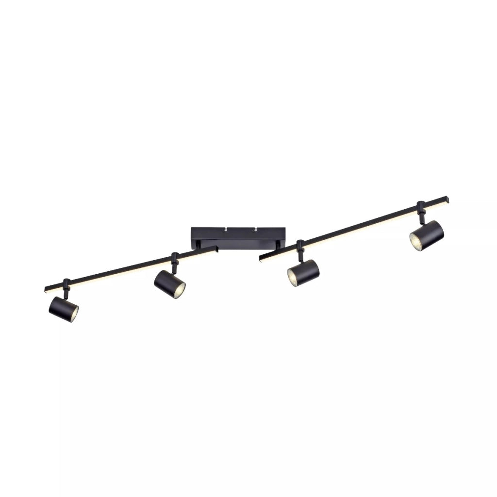 Plafoniera barra doppia Barik nera 6xGU10 dimmer Paul Neuhaus