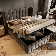 letto imbottito tessuto grigio 180 x 200 cm