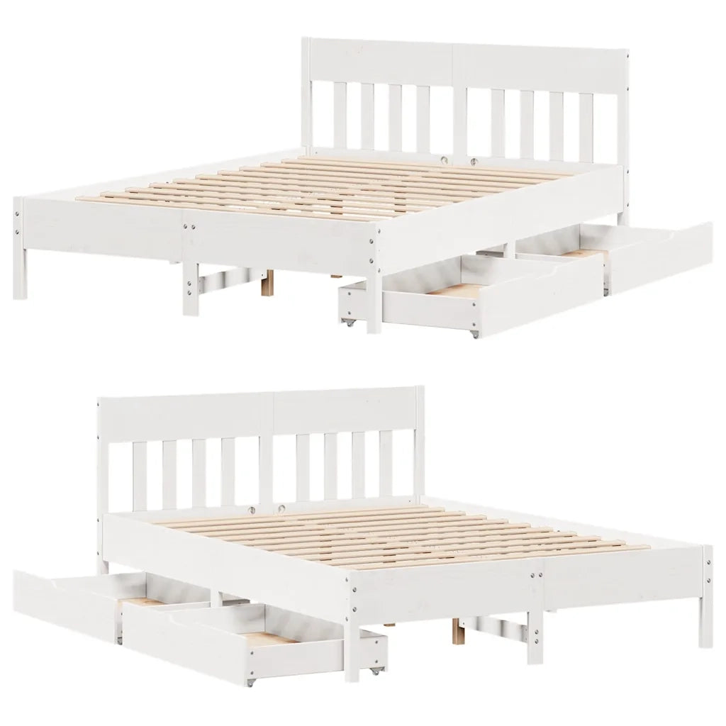 Letto senza Materasso-Struttura Letto Bianco 160x200 cm Legno Massello di Pino 618492