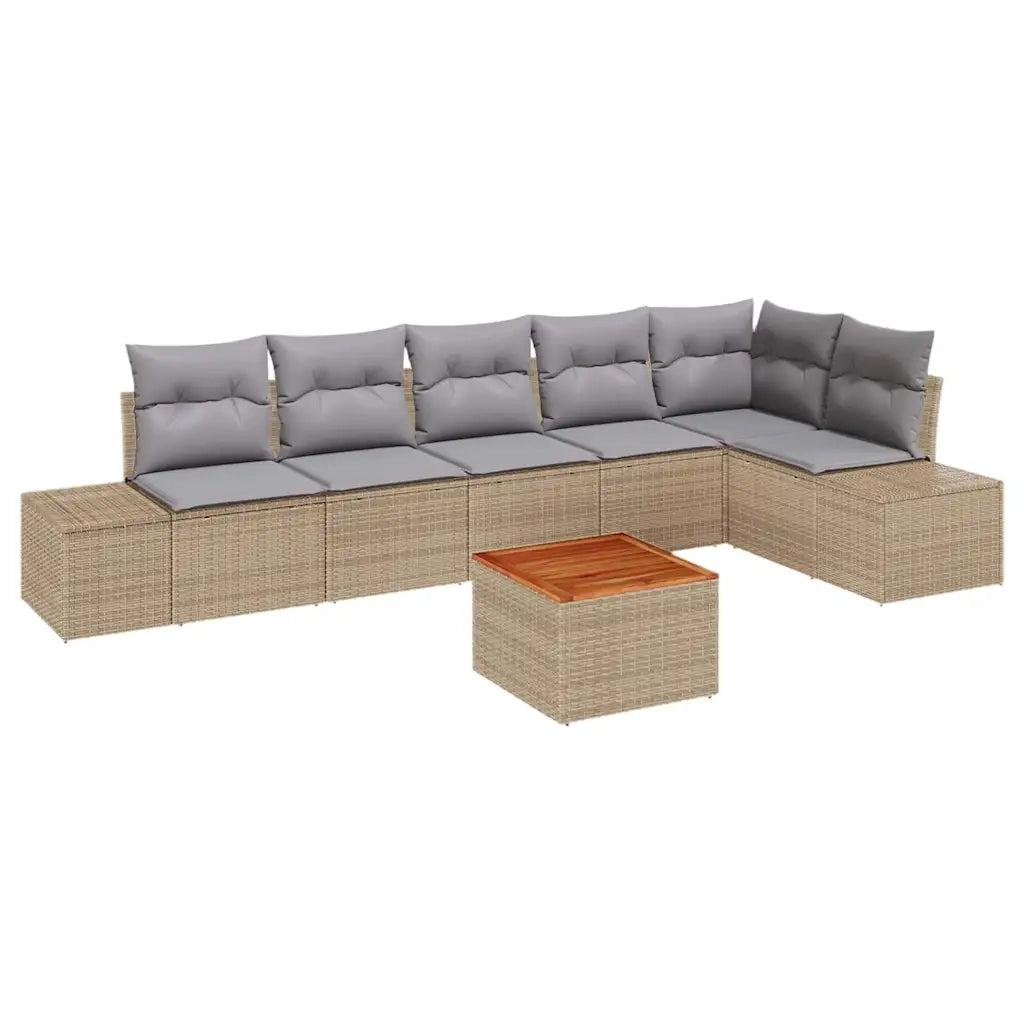 Set Divano da Giardino con cuscino 7 pcs Beige polyrattan 3347966