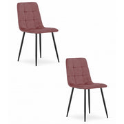 Set di 2 sedie Kara in velluto rosa antico e metallo nero