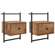Set di 2 Comodini | Armadio da Notte | Mobiletto da notte Legno vecchio 35 x 30 x 51 cm