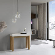 Consolle allungabile 90x40/300 cm Naxy Mix piano bianco frassino - struttura quercia natura