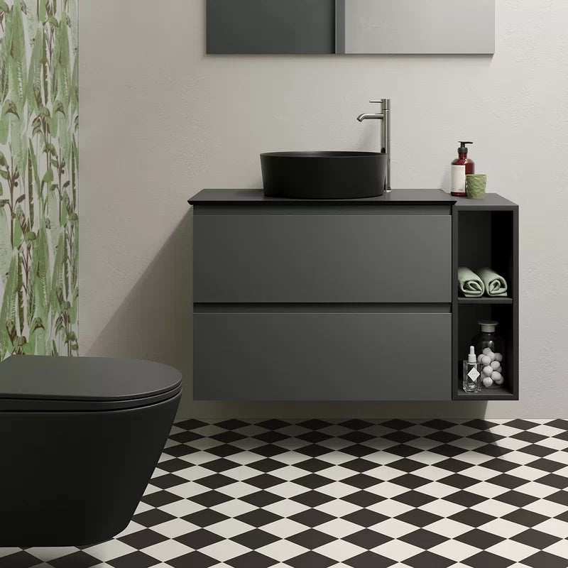 Lavabo da appoggio feeling tondo nero opaco