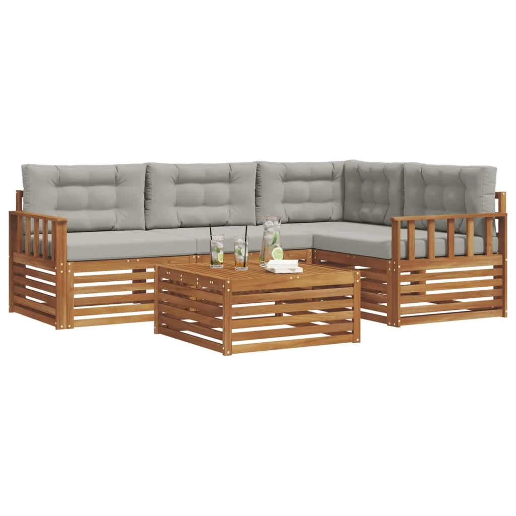 Set di divani da esterno 5 pcs Grigio Naturale e Chiaro 3373411