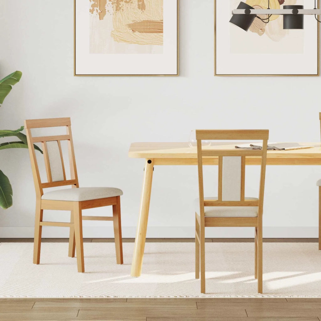 Sedia da pranzo 2 pcs Naturale e chiaro Legno di gomma solido