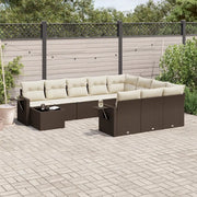 Set Divani da Giardino 11 pz con Cuscini Polyrattan Marrone 3253070