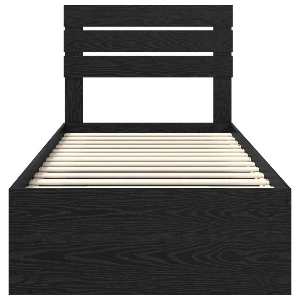 Letto singolo | Letto per adulti | Struttura del letto Nero 100 x 200 cm Pino massello