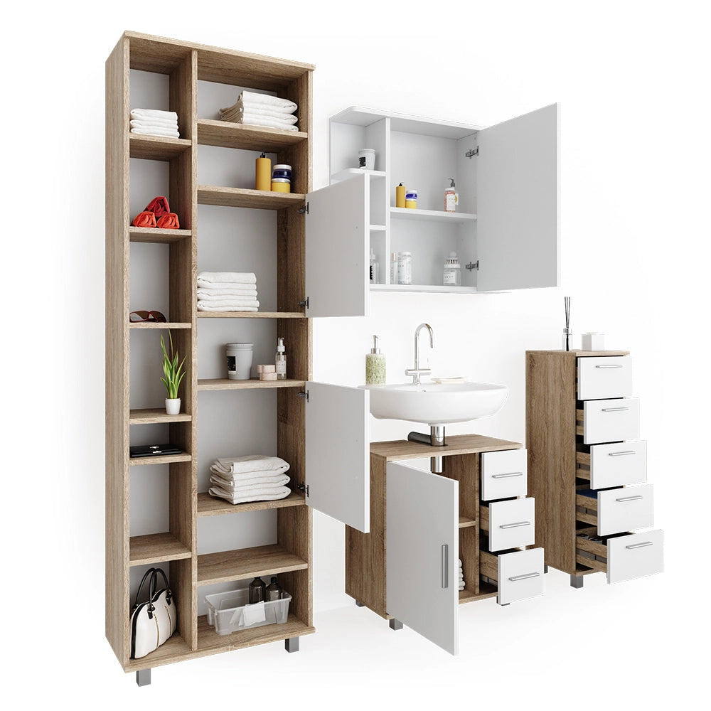 Vicco Set mobili bagno Sonoma 4 parti