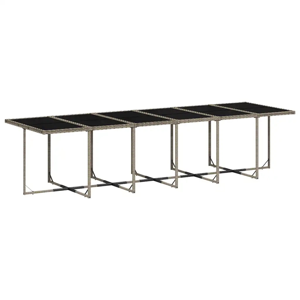 Set da Pranzo da Giardino 17pz con Cuscini Grigio in Polyrattan 3211064