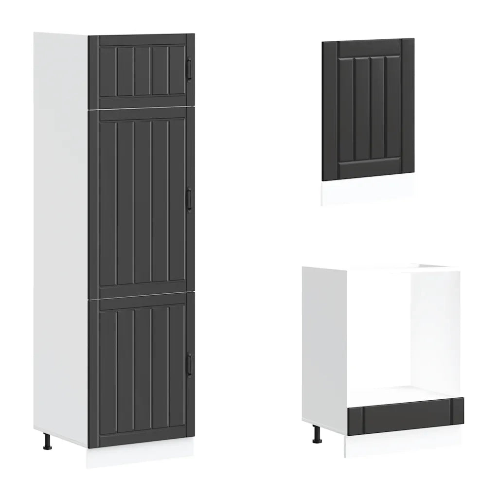 Set Mobili da Cucina 7 pz Lucca Neri Legno Multistrato 3314772