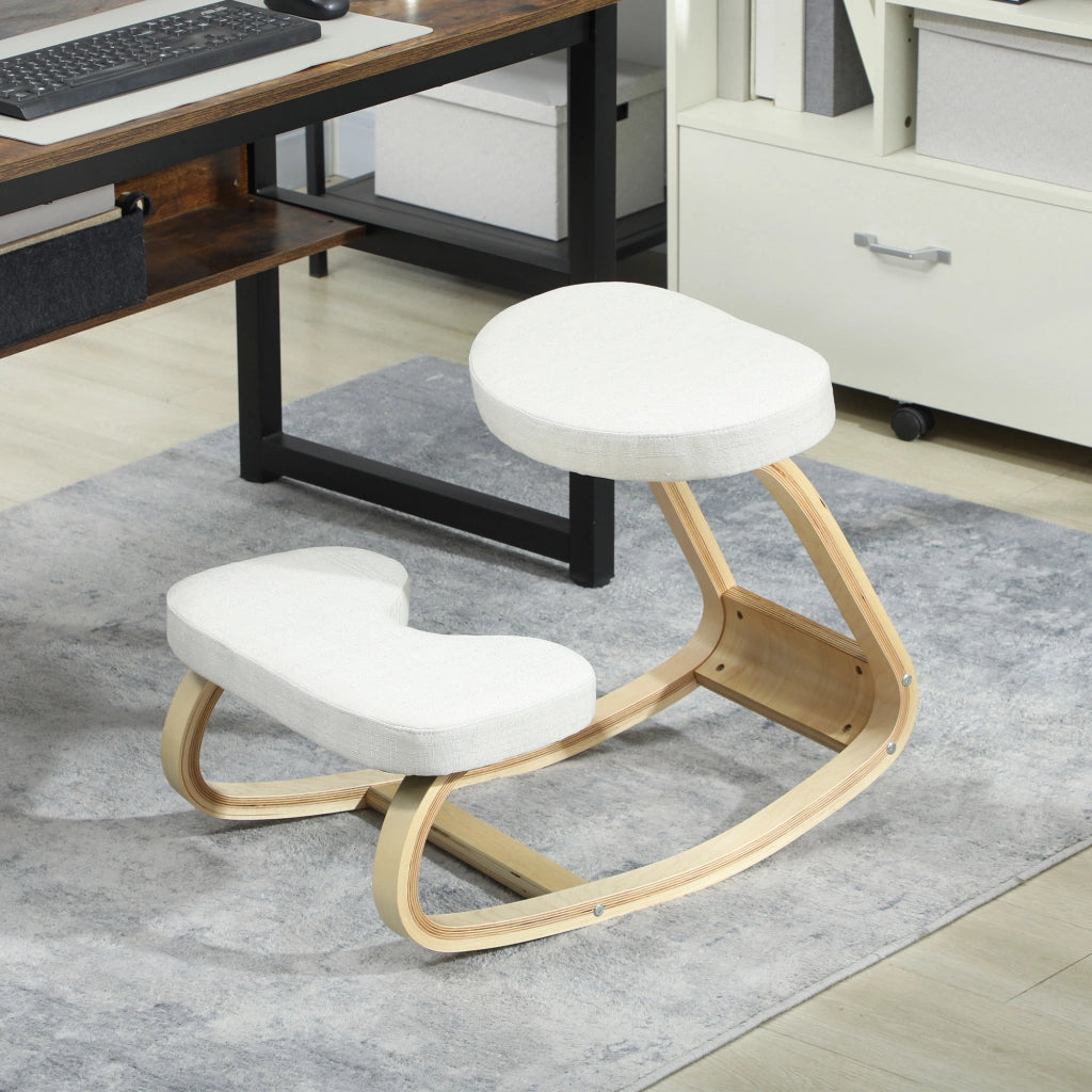 Sedia ergonomica inginocchiatoio ¨C Xylo ¨C legno a dondolo crema per ufficio casa