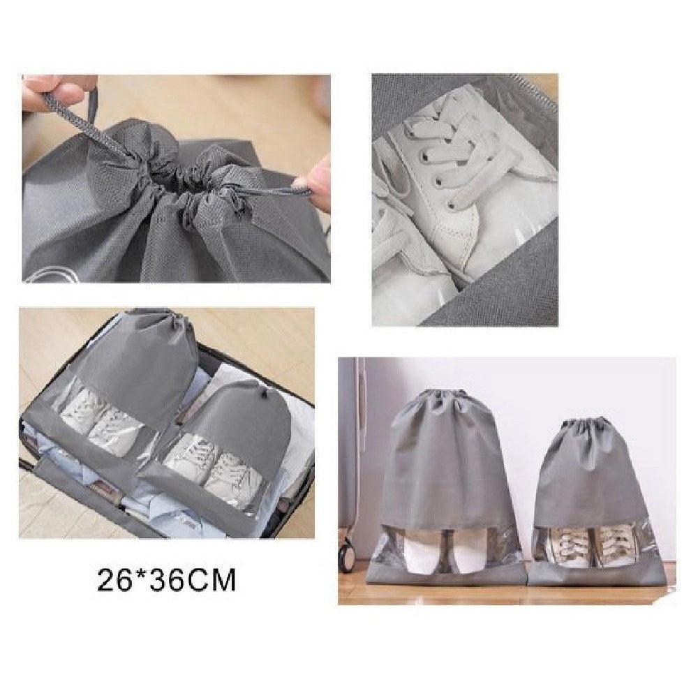 Trade Shop - Set 2pz Borsa Sacchi Sacca Porta Scarpe Portascarpe Viaggio Sport 26x36cm 58085 -