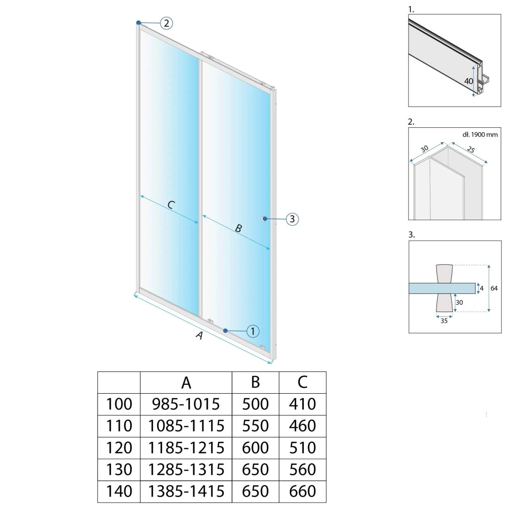 Porta Doccia Rea Primo Slide 140 Chrome