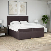 Giroletto a Molle con Materasso Marrone Scuro 200x200cm Tessuto 3294466