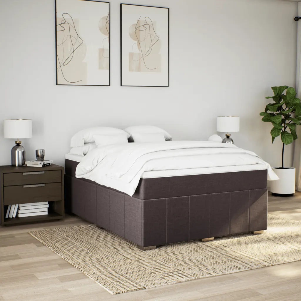 Giroletto a Molle con Materasso Marrone Scuro 140x200cm Tessuto