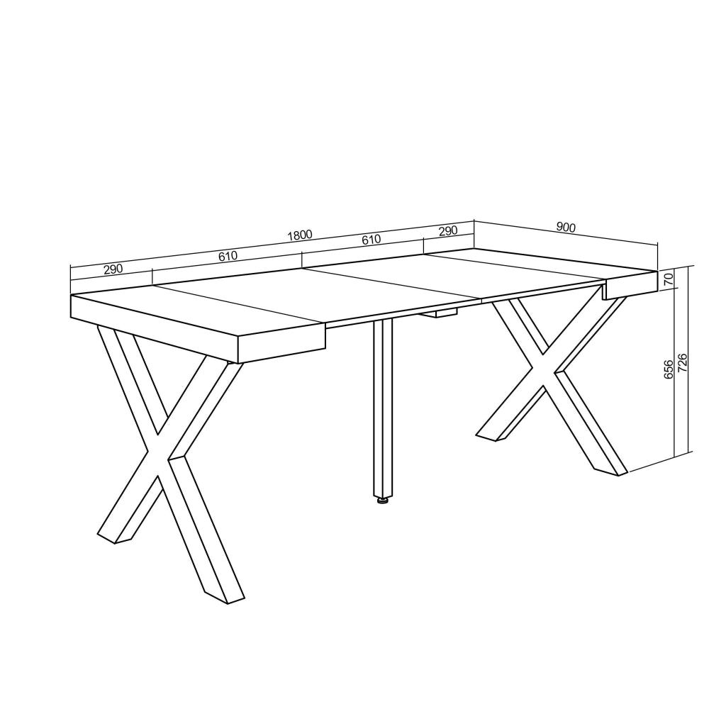 Consolle allungabile, 58 fino 180x90x73cm, Per 8 persone, Gambe in legno, Bianco RF2771