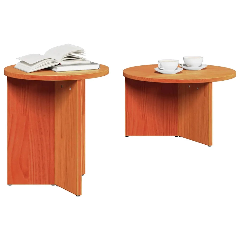 Tavolino da salotto 2 pcs Marrone cerato Legno massello di pino 873552
