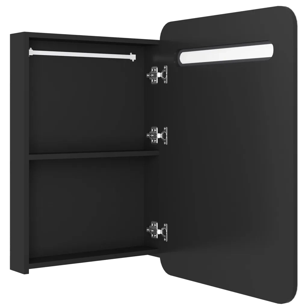 Armadietto a Specchio-Mobiletto a specchio con LED Nero 60x11x80 cm in MDF