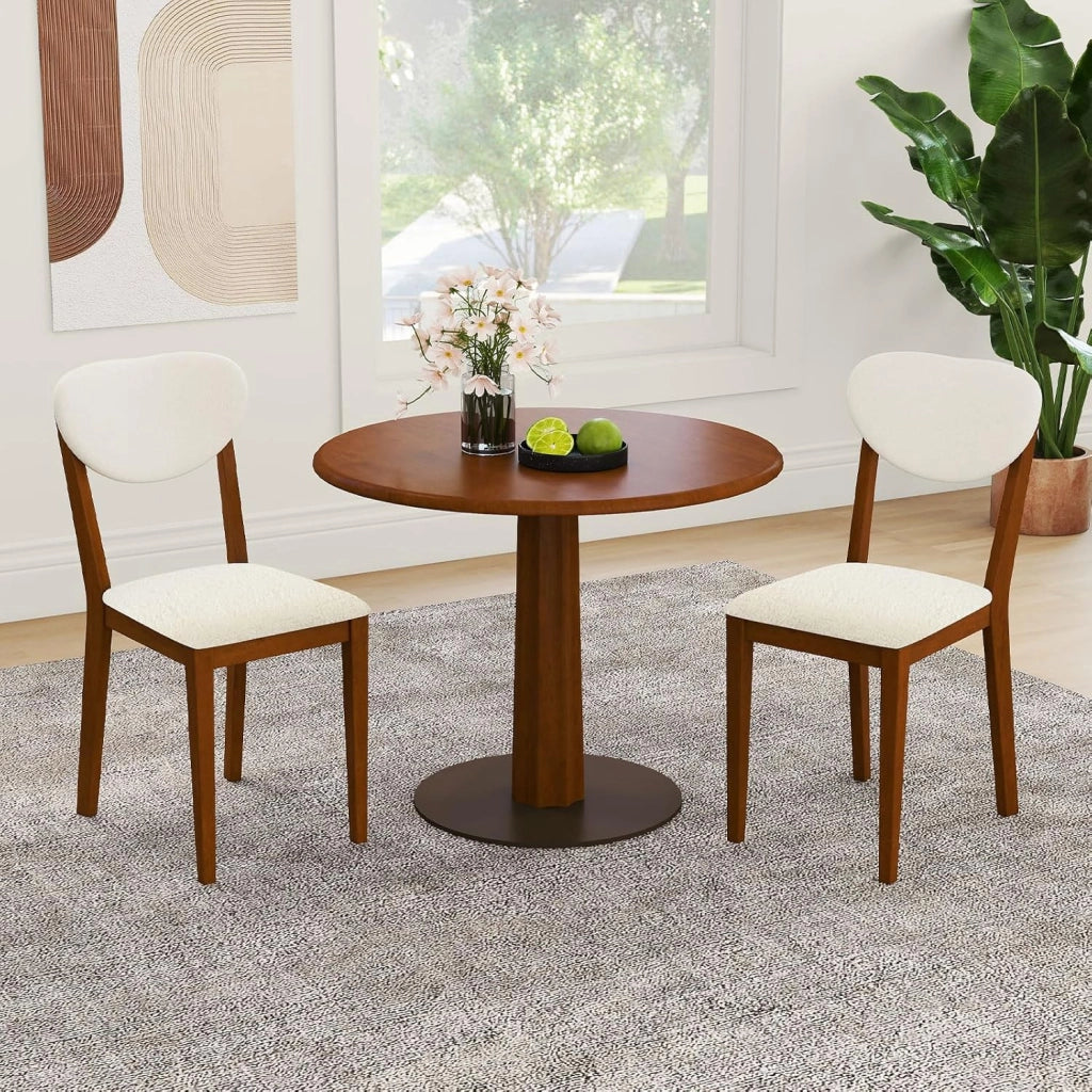 Set da 2 Sedie da Pranzo, Sedie Moderne Senza Braccioli con Gambe in Legno di Gomma, Seduta e Schienale Imbottiti, per Soggiorno, Sala da Pranzo e Ristorante, Portata 180 kg