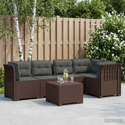 Divano da Giardino 5 Posti con Cuscini Stile Rattan PP Marrone 3444091