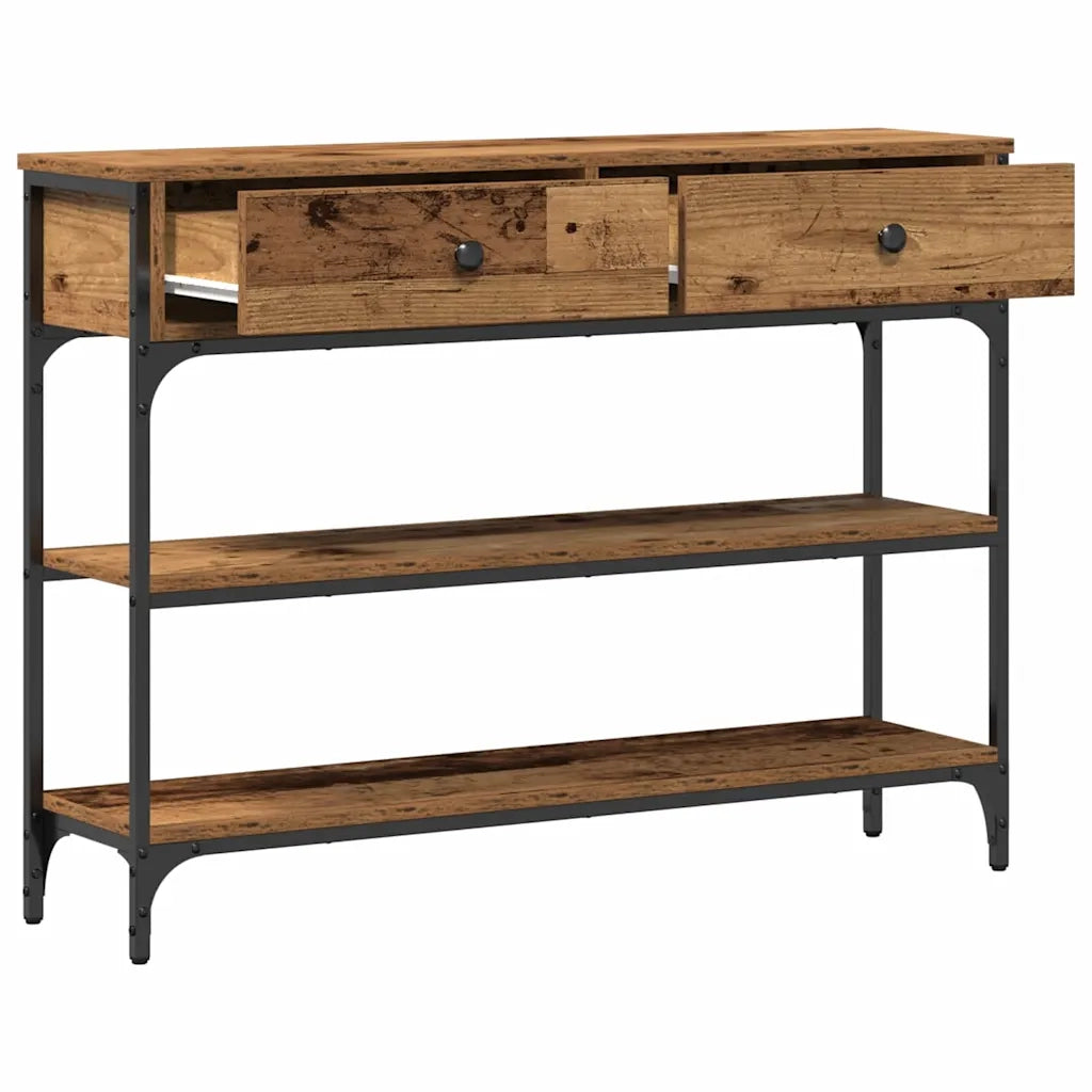 Tavolo consolle con cassetto Legno vecchio 100 x 25 x 75 cm 863511