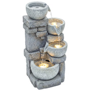Fontana da giardino a 4 livelli con illuminazione LED e pompa ¨C Minimal ¨C Grigio