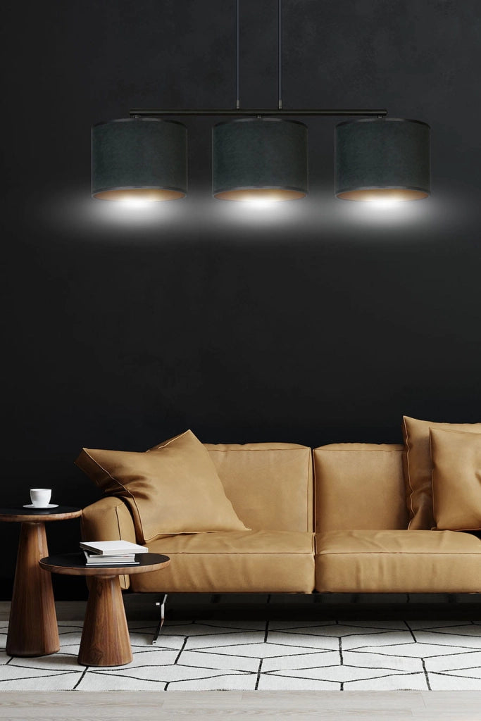 Lampadario Emibig Hilde 3 luci E27 nero oro 72cm H100cm