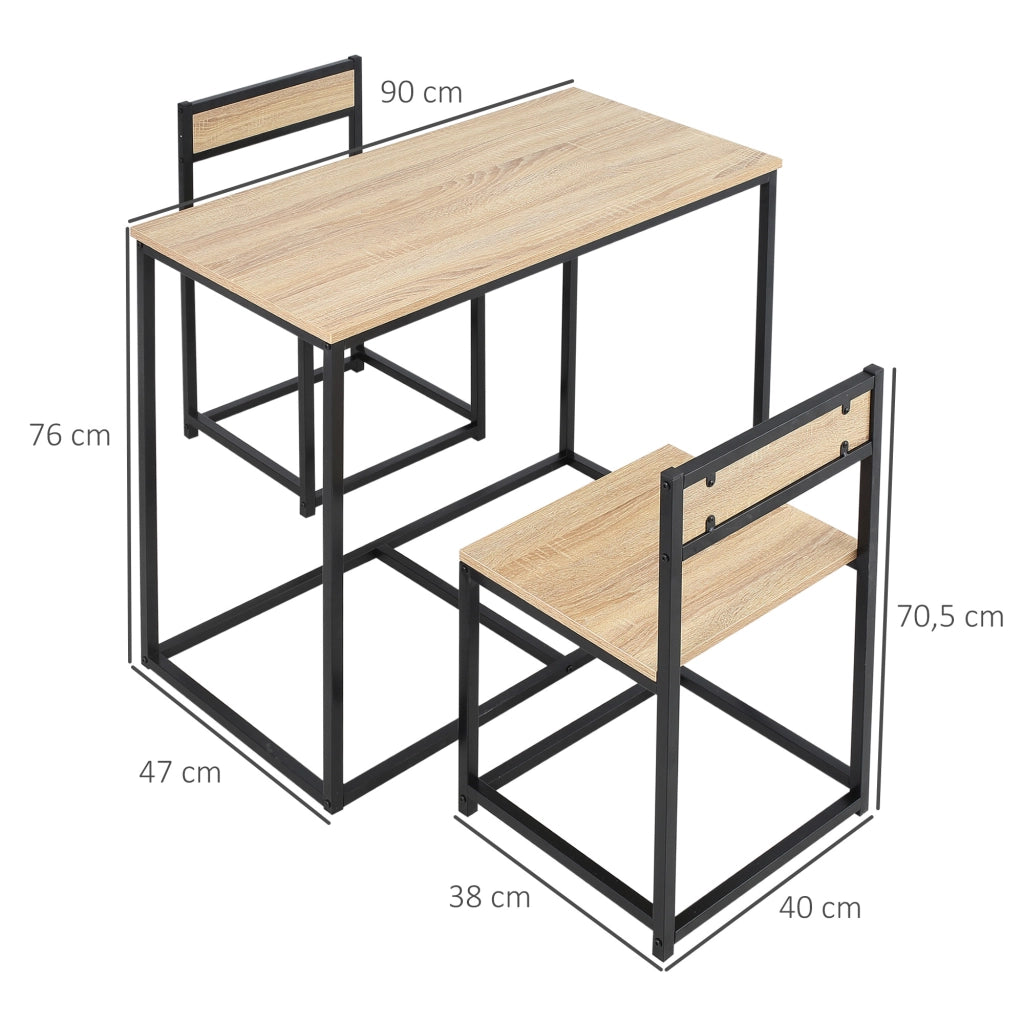 Set tavolo da pranzo con 2 sedie pieghevoli ¨C Xylo ¨C metallo nero effetto rovere chiaro