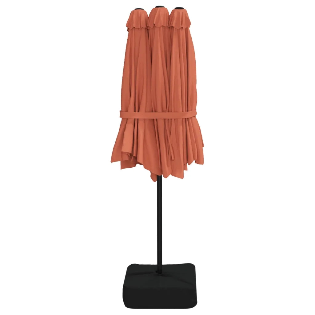 Ombrellone a Doppia Testa con LED Terracotta 449x265 cm 362958