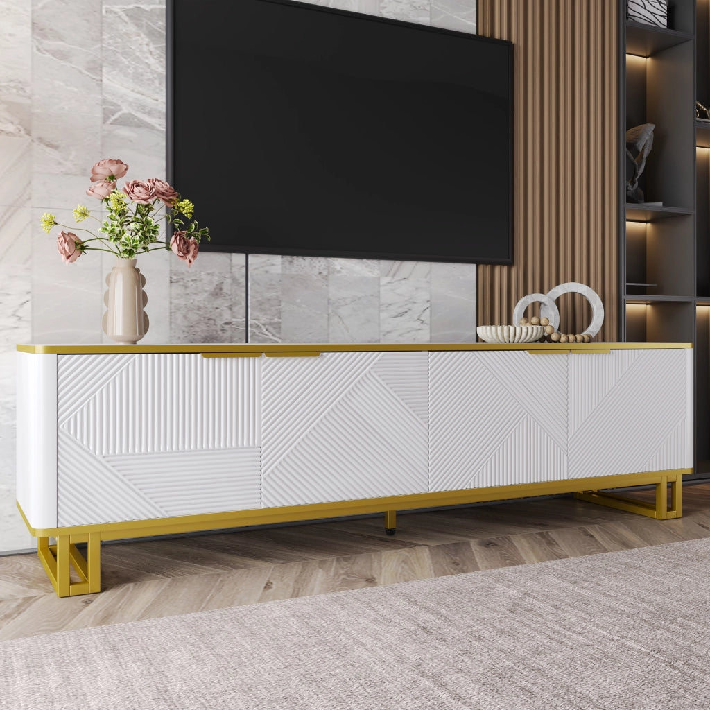 Cassettiera TV bianca in MDF lunghezza 160 cm