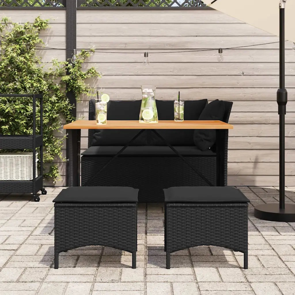 Set da Pranzo da Giardino 4 pz con Cuscini Nero in Polyrattan 4104132