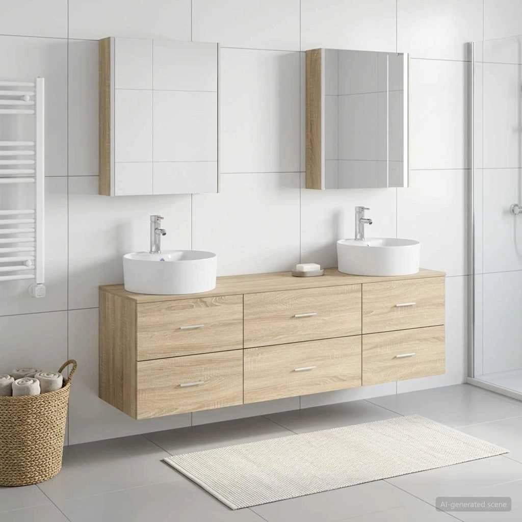 Set di mobili per il bagno 5 pz Rovere Sonoma 3406889