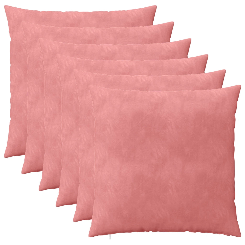 Federa 6 pcs HEERLEN Rosa 65 x 65 cm Velluto 912882