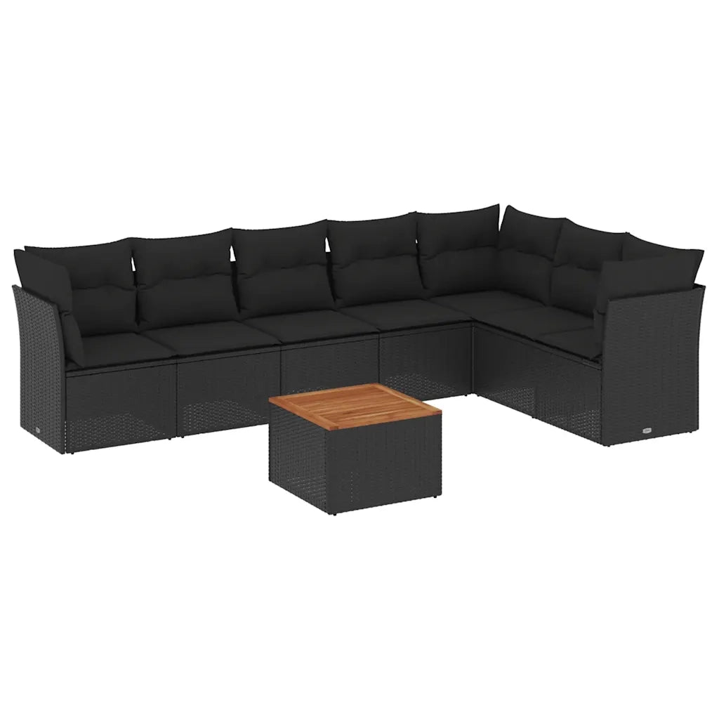 Set Divani da Giardino con Cuscini 8 pz Nero in Polyrattan 3256006