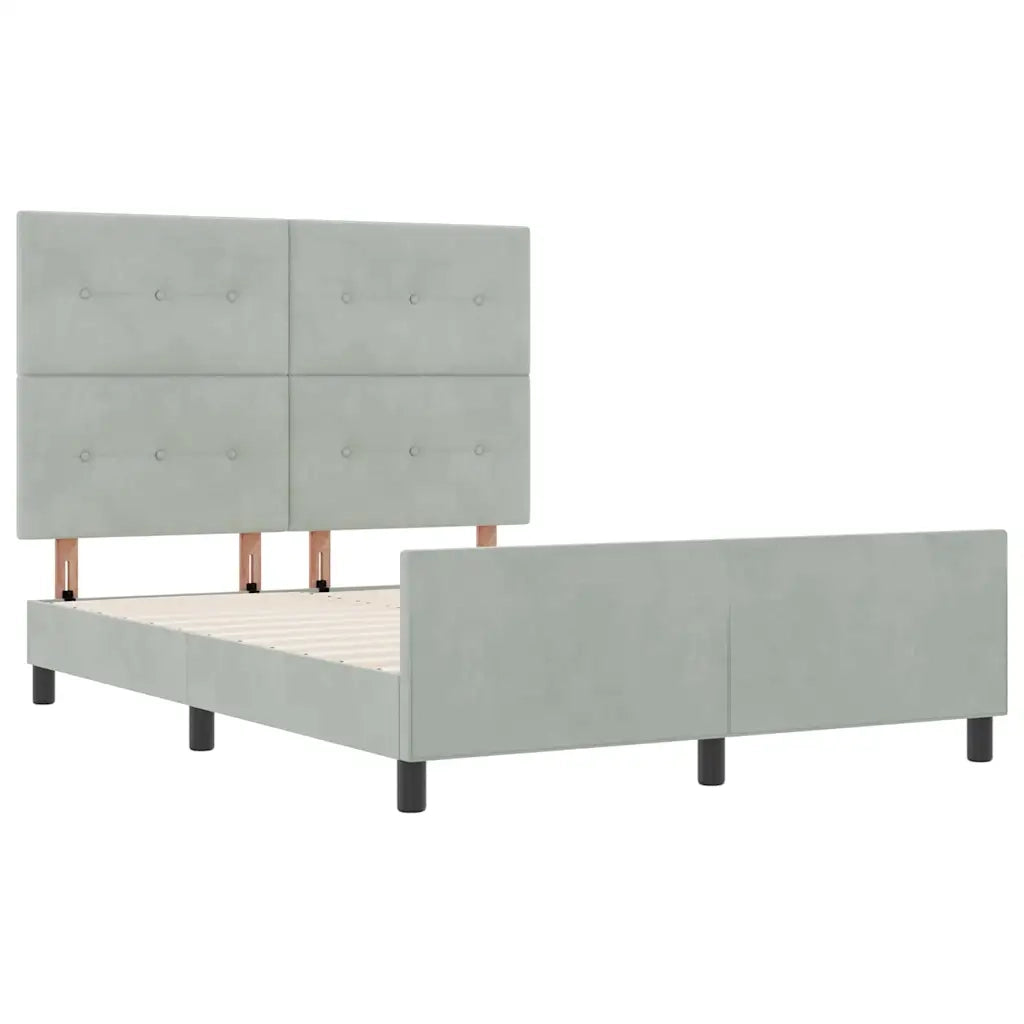 Letto a molle con testiera Grigio chiaro 140 x 190 cm Velluto 3344939