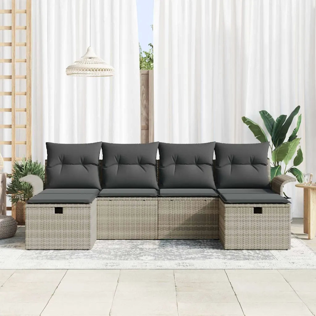 Set Divano da Giardino 6 pcs Grigio chiaro Poly Rattan 3360253