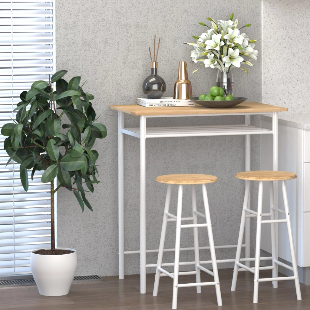 Set tavolo alto da cucina con 2 sgabelli e ripiano ¨C Xylo ¨C bianco